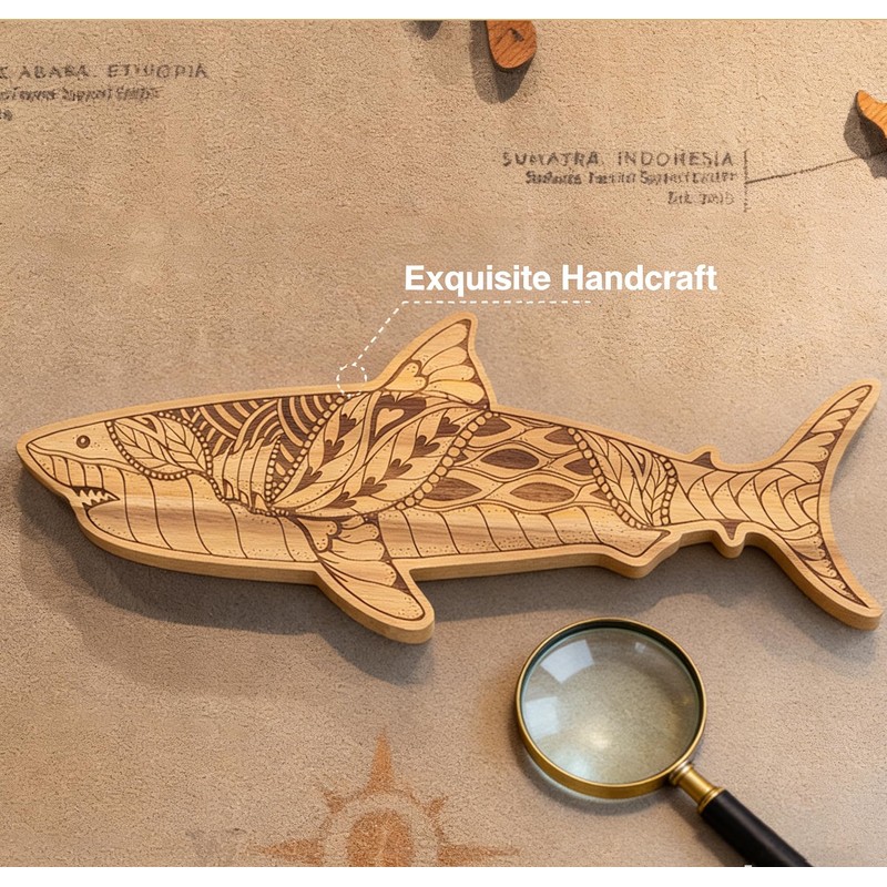 PUICIO Shark Charcuterie Board Shark Couchie Acacia wood Board,Christams Kitchen