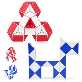 Ainiv Magic Snake, Magic Snake, Set of 2 with 24 Blocks per Snake, Party Bag Children's Birthday, Puzzle Games for Children and Adults, School Cone Filling Gifts for School Enrolment Fidget Toy