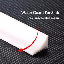 Self Adhesive Silicone Waterproof Shower Water Strip Dam Shower Threshold Water Dam Water Barrier for Sink Bathroom and Kitchen Shower Guard Corner Water Retaining Dam Strip (67inch, White)