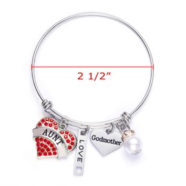 LParkin Aunt Godmother Bangle Bracelet Stainless Steel (Red)