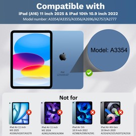 MoKo Touch Keyboard Case for iPad (A16) 11th Generation 11 inch 2025, iPad 10th Generation 10.9 inch Case with Pencil Holder, 7 Colors Backlit Multi-TrackPad Detachable Bluetooth Keyboard, Navy Blue