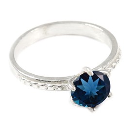 JEWELSTREZORO Londoner blauer Topas im Labor gezüchtet Edelstein-für Herren und Damen, alle Größen, 925 SterlingSilber Band Ring, Geschenkartikel, Schmuck TSR358AT_21 (67 (21.3))