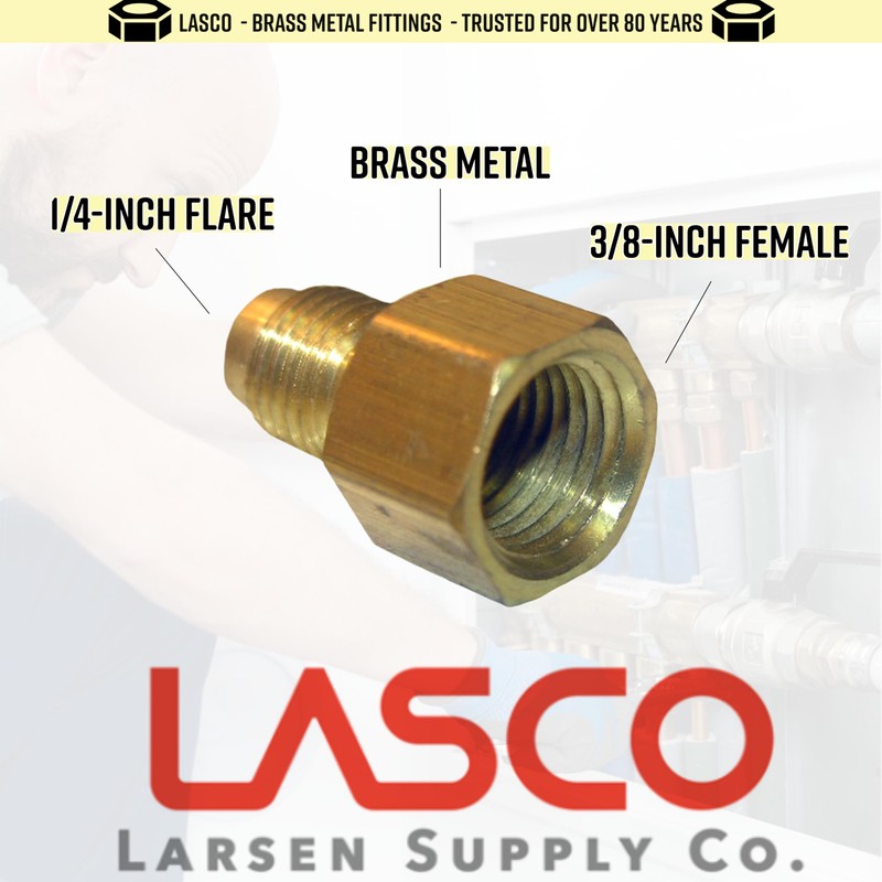LASCO 17-4613 1/4-Inch Flare by 3/8-Inch Female Pipe Thread Brass