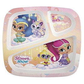 Zak Designs Nick Jr. 3-section Kids Plate, Shimmer & Shine