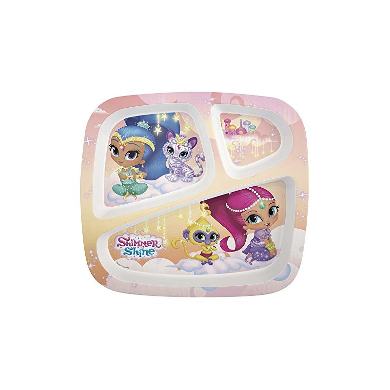 Zak Designs Nick Jr. 3-section Kids Plate, Shimmer & Shine