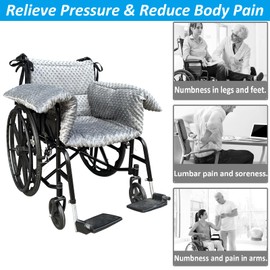 Jeelathy Wheelchair Cushion & Pad, Comfortable Chair Cushions Prevent Pressure Sore, Non-Slip Support Pillow, Tailbone & Spine Support Wheelchair Seat Cushions with Full Armrest Covers