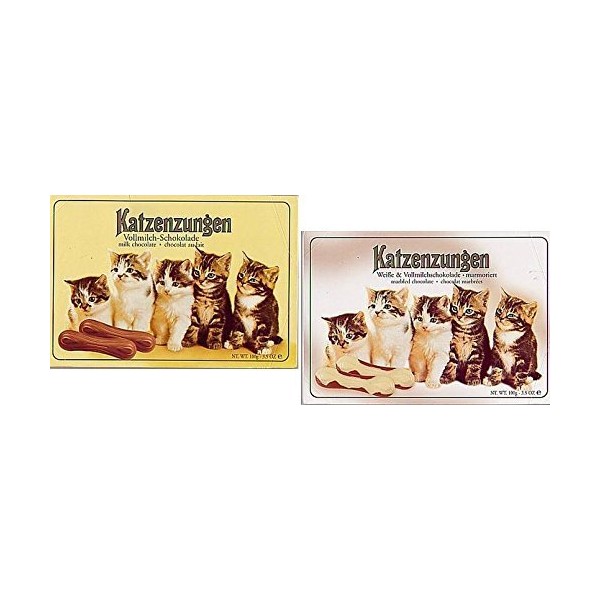 Sarotti Katzenzungen Cat Tongues Variety Pack - Milk Chocolate and Marbled White & Milk Chocolate