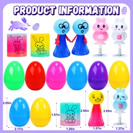 36 Pcs Prefilled Easter Eggs Jumping Spring Toys,pop up toys for kids,slinky party favors,Easter basket bulk,easter prizes for kids Boys Girls