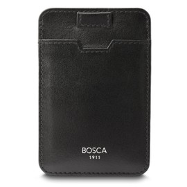 BOSCA Leather Card Holder for Men - Slim Wallet with Pull-Tab Ejector Genuine Old Leather - Card Pockets for Multiple Cards Minimalist Design - Men's Credit Card & ID Cases 3.75" x 2.25" - Black
