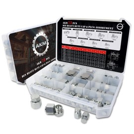 AKM 72 Pcs DIN Heavy Duty Cap & Plug Assortment Hydraulic Adapter Fitting Kit Set, Galvanized Steel with Precision Threading Dash Sizes 14 16 18 20 22 24 30 36