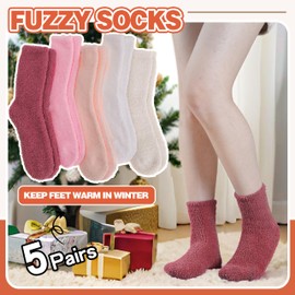 MOGGEI Fuzzy Socks for Women Men Winter Fluffy Warm Thick Cozy Comfy Sleep Super Soft Fluffy Fleece Cabin House Plush Gift Socks Stocking Stuffers(Bright Colors,L)