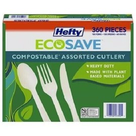 Hefty Ecosave Compostable Assorted Cutlery, 360pc -180 fork, 120 spoon, 60 knife