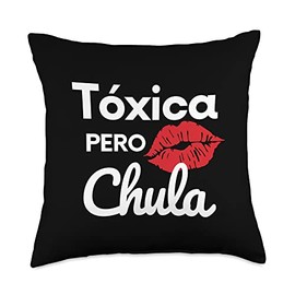 La Tóxica Pero Cute Co. Apparel La Toxica Pero Chula-Cute Sarcastic Spanish Gift Throw Pillow, 18x18, Multicolor