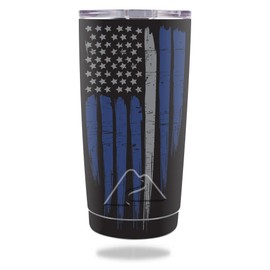 MightySkins Skin Compatible with Ozark Trail 20 oz Tumbler (2016) - Thin White Line | Protective, Durable, and Unique Vinyl wrap Cover | Easy to Apply, Remove, and Change Styles | Made in The USA