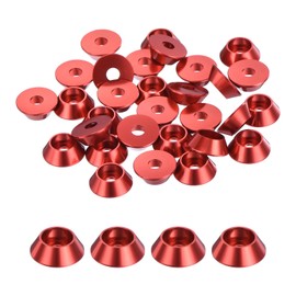 QUARKZMAN Set of 30 M3 Cone Cup Washers Anodized Aluminum Seals Cone Countersunk Washers for Screw RC/FPV/PC/Drone/Mechanical Accessories Model Parts (Red)