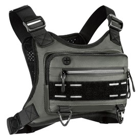 VEELONG - Bolsa de pecho para hombre, ligera, resistente al agua, para hombres y mujeres, paquete de pecho ajustable para entrenamientos, Verde oscuro, Una talla, Minimalismo deportivo