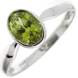 Jobo Women's Ring 925 Silver with Peridot, Silver, Peridot