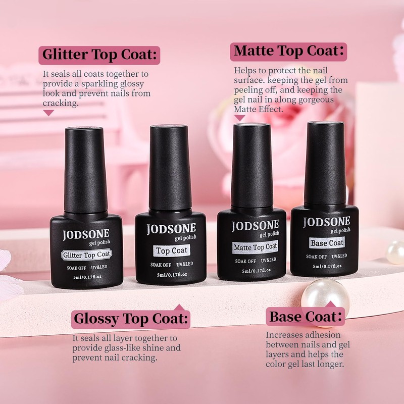 JODSONE 36 PCS Gel Nail Polish Set-32 Colors Gel Nail