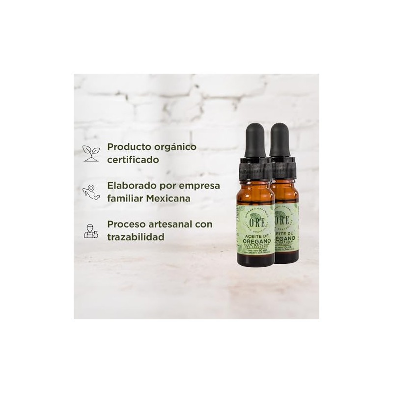 ORE Aceite de Orégano Silvestre, 10ml, 80% Carvacrol, Suplemento Aceite