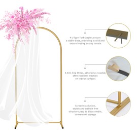 Yupend Gold Metal Wedding Arch Backdrop Stand - 7.2 FT, Rustic Style