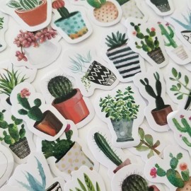 Unbranded 45PCS Cute Cactus Succulent Plant Desert Stationery Scrapbooking Diary Stickers
