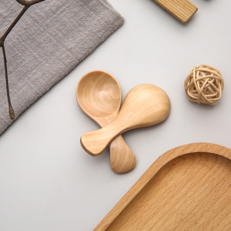 Wooden Teaspoon Mini Spoon Dessert Ice Cream Breakfast Coffee Tea