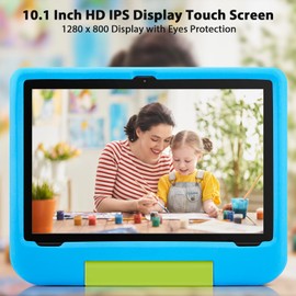 Paitanry 10.1 Inch Tablet, Android 14 Kids Tablet, A523 Octa-Core GMS Certified Learning Tablet with WiFi 6, 8(4+4) GB RAM 64GB ROM, Dual Cameras, Parental Control Child Device with EVA Case - Blue