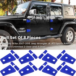 Door Hinge Cover Trim Exterior Accessories for Jeep Wrangler JK JKU Sport Rubicon Sahara X Unlimited 2-Door & 4-Door 2007-2018 (Blue 8PCS)