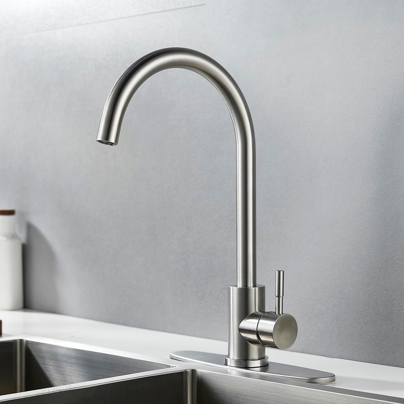 Kohonby Single Handle High Arc Brushed Nickel Kitchen Faucet Stainless