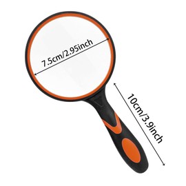 Magnifying Glass, 10X Non-Slip Handheld Reading Magnifier for Kids and Seniors, 80mm Magnifying Glass Lens for Reading, Classroom Science, and Nature Exploration