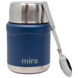 MIRA 15 oz Insulated Food Thermo for hot and cold foods - Leak-Proof Stainless Steel Container with Spoon - Hawaiian Blue