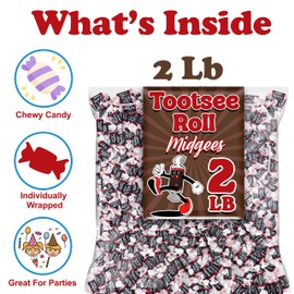 Chocolate Chewy Candy, Bulk 2 Lbs Chewy Chocolate, Individually Wrapped Gluten Free and Peanut Free Chewy Taffy Candy, Mini Taffies for Kids Parties and Snacking