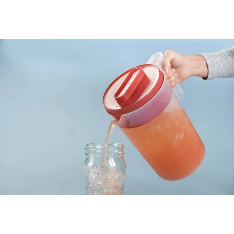 Rubbermaid, 1 Gallon, 2 Pack, Red, Plastic Simply Pour Pitcher