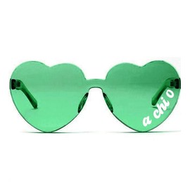 Sorority Shop Alpha Chi Omega Sunglasses — Heart Shaped Sunglasses printed with ACO Logo, Greek Sorority Sunglass for Big Little Sorority Gifts