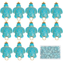 SUNNYCLUE 1 Box 80pcs Turtle Charms - Blue Turquoise Synthetic Tortoise Charm Beads - DIY Jewelry Making Charm for Earrings, Necklaces, Bracelets