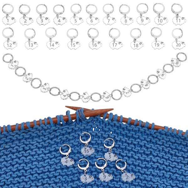 BENECREAT 21 Stitch Marker Charms (20 Pieces) Rows Marker Chain