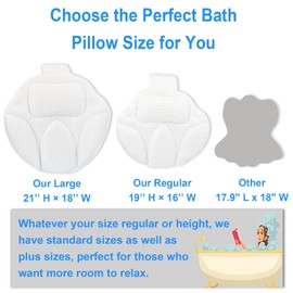Ultra-Comfort Bathtub Pillow - 2 Sizes, Extra Thick & Soft, Quick-Dry, Anti-Detachment and Anti-Slip Suction Cups, Universal Fit for All Bathtubs, Machine Washable (Size Up)