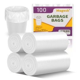 2.6 Gallon Small Trash Bags, Magesh 2.6 Gallon Trash Bag Strong, Leakage-Free, Small Garbage Bags Unscented Thick for Bathroom, Office, Kitchen Mini Trash Can, 100 Bags, Clear