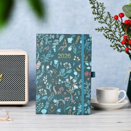 Kamaking 2026 Diary - A5 Diary 2026 Week to View for Efficient Planning, Jan' 2026 - Dce' 2026, with Leafy Hardcover, Elastic Closure & Pen Loop, Inner Pocket, 14.5 x 21.3 CM