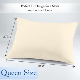 Marina Shades 2 Pack Pillow Cases Standard Size 20x30 inch Ivory Queen Cooling Pillowcases for Hot Sleepers Egyptian Cotton Pillow Cover with Envelope Closure 1000 Thread Count Bed Pillowcase