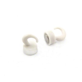 FIRST4MAGNETS White Plastic Mini Magnetic Hooks for Fridge, Office, Whiteboard, Noticeboard, Filing Cabinet - 12mm Dia x 20mm Tall - 1kg Pull - Pack of 2