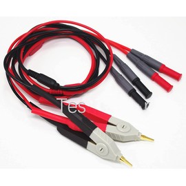 TestHelper LCR Meter Test Leads Lead Terminal Kelvin Clip Wires Leads Probes,2 Test Clips (for 2X 2 Wire or 4 Four Wire) with 4mm connectors for DMM