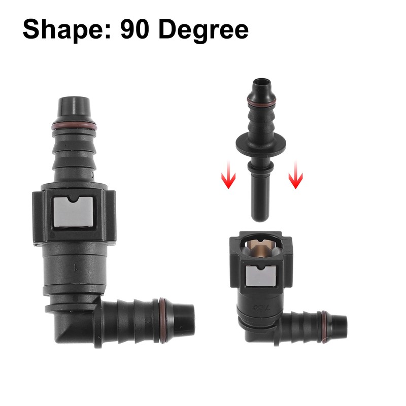 A ABSOPRO 2 x Fuel Line Connector Hose Coupling 90