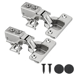 JQK Cabinet Door Hinges Soft Closing, 1/2" Partial Overlay Cupboard Door Hinge for Face Frame Cabinets, Metal 10 Pack, CH300-SN-P10