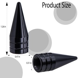 MEAJOO 4PCS Spiked Shape Tire Valve Stem Caps, Aluminum Alloy Spike Wheel Tire Valve Stem, Universal Dustproof Tire Valve Stem Covers for Cars, SUV, Trucks, Bikes, Motorcycles, Bicycles(Black)