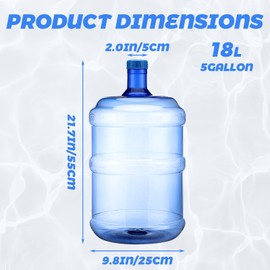 Bokon 2 Pieces 5 Gallon Water Jugs Round Plastic Water Bottle with Handle Screw Cap Reusable Large Capacity Bottle for Camping Outdoor Travel Gym Use