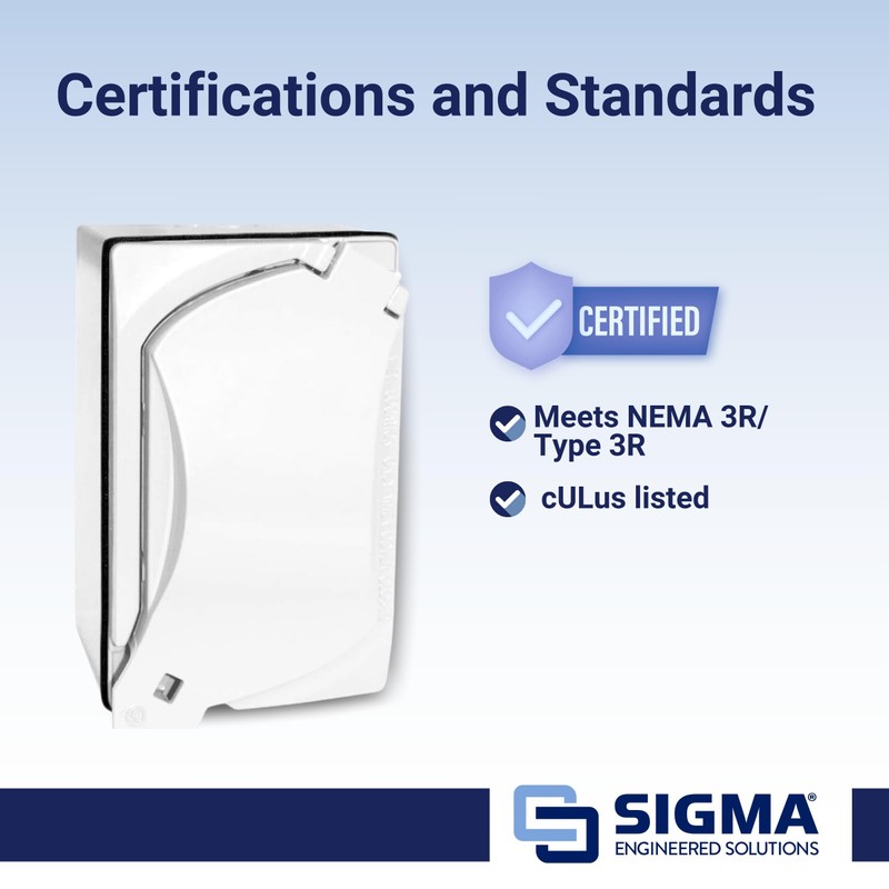 SIGMA ENGINEERED SOLUTIONS 16446WH Universal Metal Weatherproof Outdoor Electrical Outlet