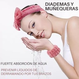 Diadema Y Muñequeras De Skincare Para El Cuidado Facial Y El Maquillaje Juego De Accesorios Para Sujetar El Cabello, Aplicar Mascarillas, Tratamientos Faciales Y Cosméticos Spa En Casa (Celeste)