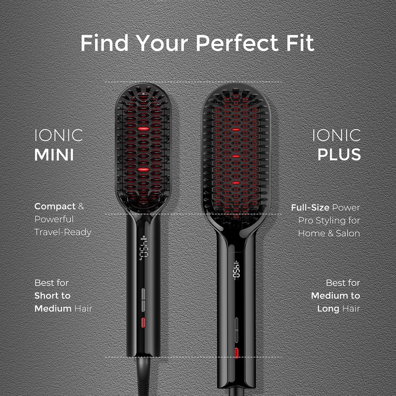 TYMO Hair Straightener Brush - Upgraded Ionic Compact Straightening Brush