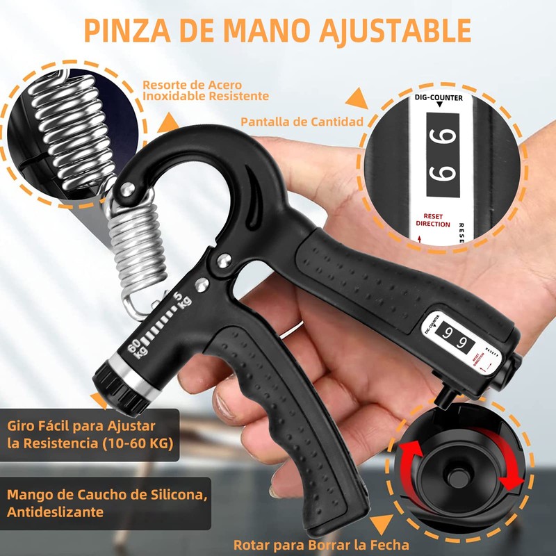 6 en 1 Ejercitador de Mano, Fortalecedor de Agarre de